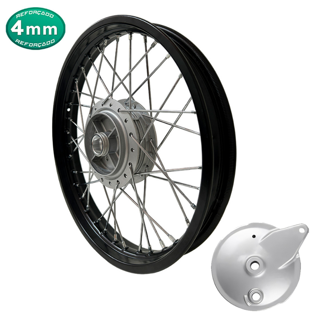 Roda Traseira Raio 4mm Ybr 125 / Ybr Factor Aro Preto + Espelho Traseiro