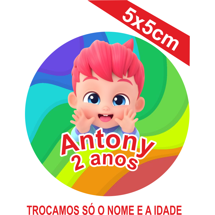 Adesivos Bebefinn Personalizados   5x5cm Festa Aniversário Lembrancinha