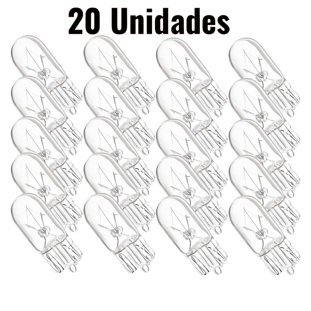 Kit 20 lâmpadas T10 halogena Pingo esmagada Camarão 12V 5W TECH ONE CX C/20UND