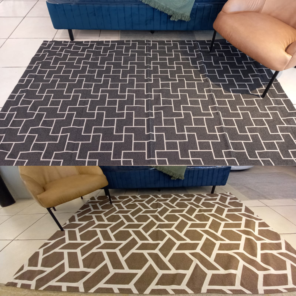 Tapete Geométrico Emborrachado Antiderrapante Ideal Sala Quarto Decoração 2,10x1,30mts