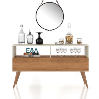 QUEIMA DE ESTOQUE! Rack Bancada E&A Tv 43 Pol. Sala Com Pes Retro 1 Gaveteiro - Cor em Oferta na Shopee