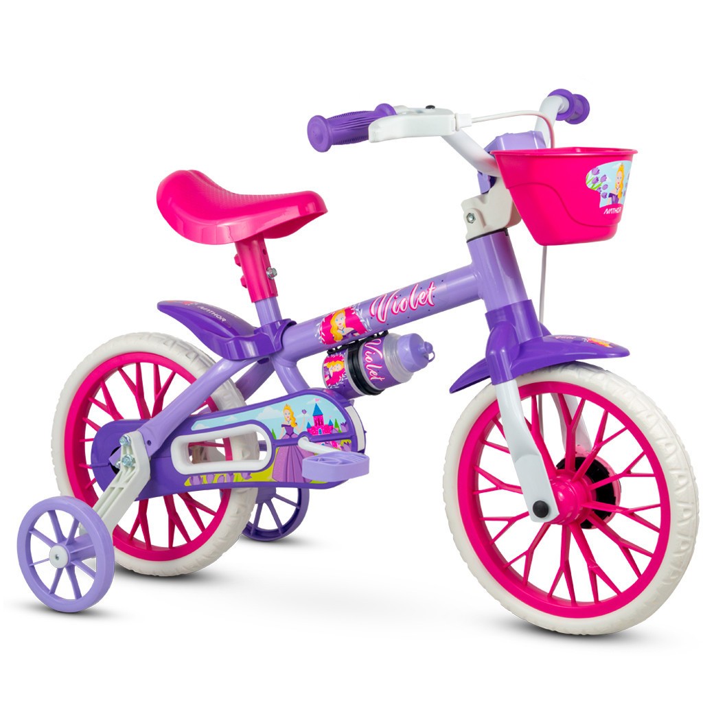Bicicleta Infantil Aro 12 Nathor Com Rodinhas de Equilíbrio + Suporte e Garrafinha de Água - Nathor.