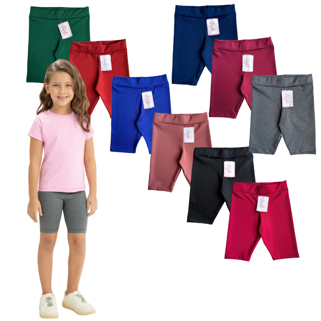 Bermuda Shorts Suplex Infantil Juvenil Feminino Menina Tamanho 1 ao 16