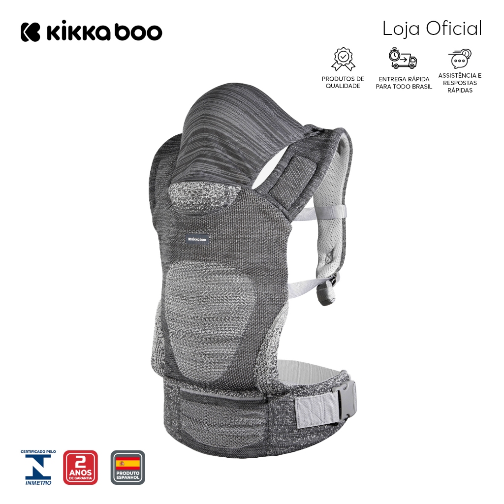 Canguru Hoody Fly Knit Grey KikkaBoo em Oferta na Shopee