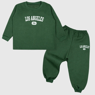 Conjunto Moletom Cores Minimalistas Los Angeles Flanelado Infantil Unissex 1 a 8 anos (Casaco+Calça) em Oferta na Shopee