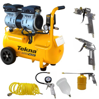 Compressor Portátil 5,3 Pes Silencioso Isento de Óleo 1012011 TEKNA + Kit Multiuso 5 Peças em Oferta na Shopee