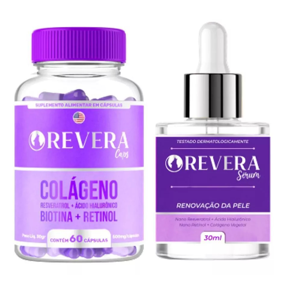 Revera Caps 1 Potes 60 Cáps + Serum facial Original Rejuvenescedor Original Promoção!