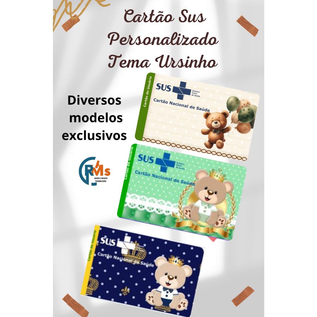 CARTÃO SUS E CPF PERSONALIZADO - URSINHO PRINCIPE - URSO AVIADOR - URSINNHO
