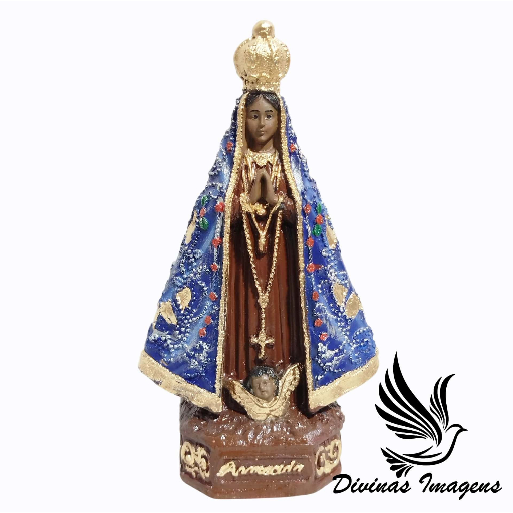 Imagem Nossa Senhora Aparecida Italiana 15cm Gesso Premium Pintada em Oferta na Shopee