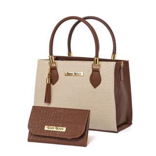 Kit Bolsa Lorena Com Carteira Feminina Bicolor Elegante de Mão e Alça Transversal Promoção em Oferta na Shopee