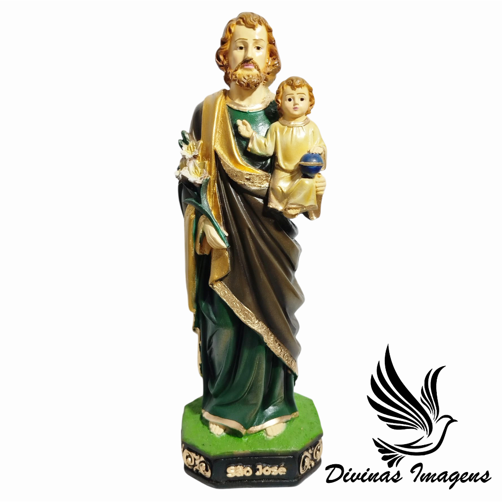 Imagem São José 30cm Gesso Premium Pintado Artigo Religioso de Alta Qualidade em Oferta na Shopee