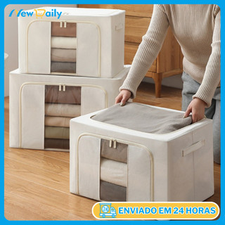 24L/66L/100L Caixa Organizadora Roupas Brinquedos Lençol Edredom Guarda Roupa Dobrável Vi…