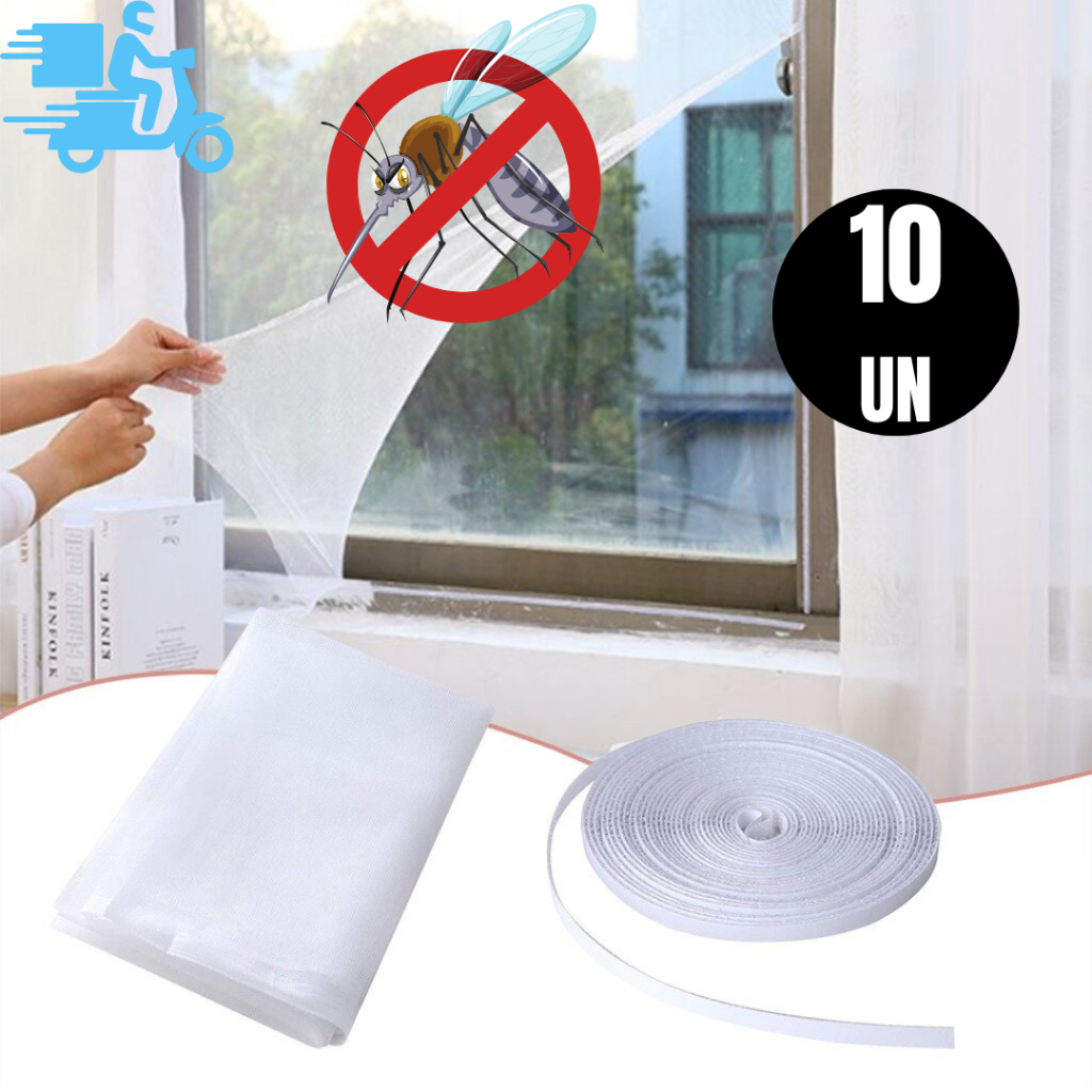 Conj 10 8 e 7 Tela para Janela Basculante Velcro contra Mosquito Pernilongo Fibra de Poliester