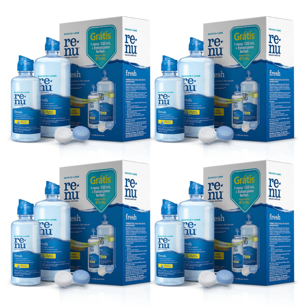 4 Kits Renu Fresh Solução Limpeza Lentes De Contato Bausch