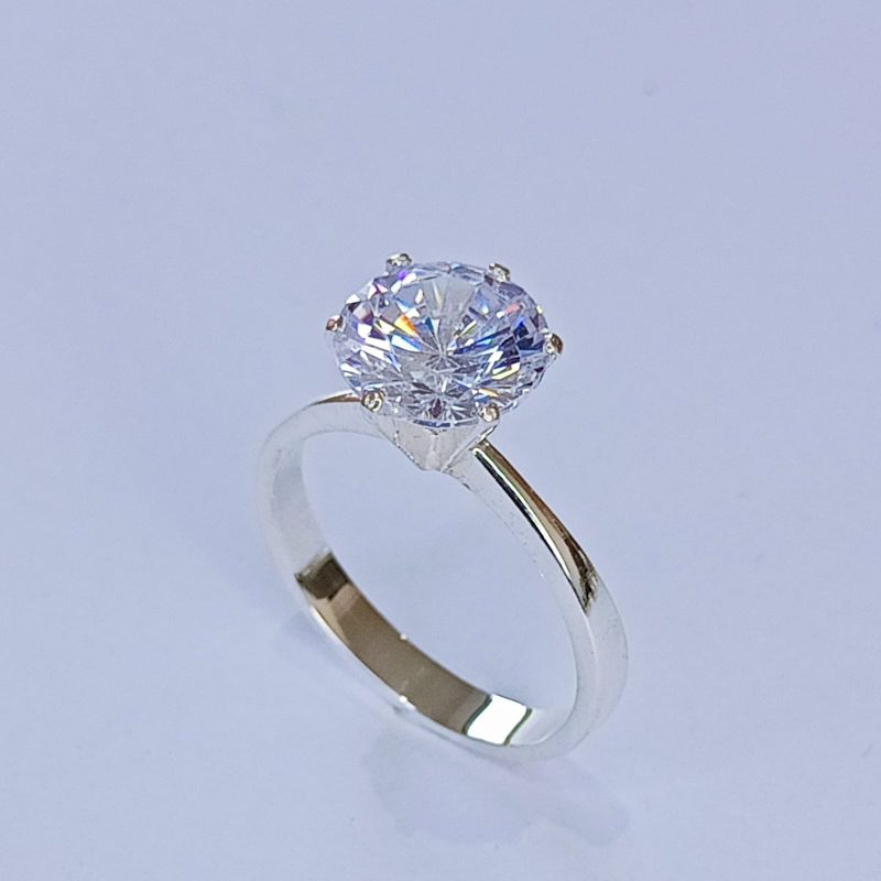 ANEL SOLITÁRIO EM PRATA 925 LEGITIMA - PEDRA ZIRCÔNIA em Oferta na Shopee