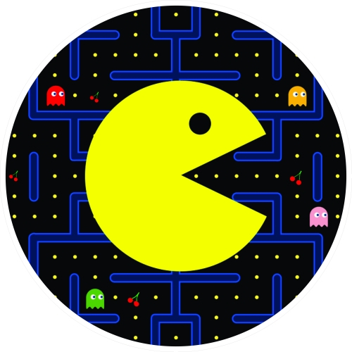 Capa Para Painel Redondo Tema Pac Man Festa Decoração Tecido Sublimado