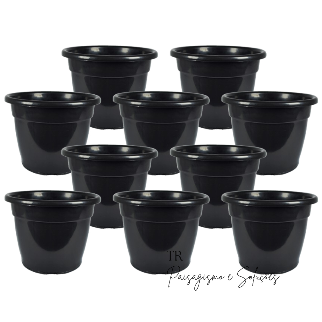 10 Vasos Pote 25 De 5 Litros Pretos