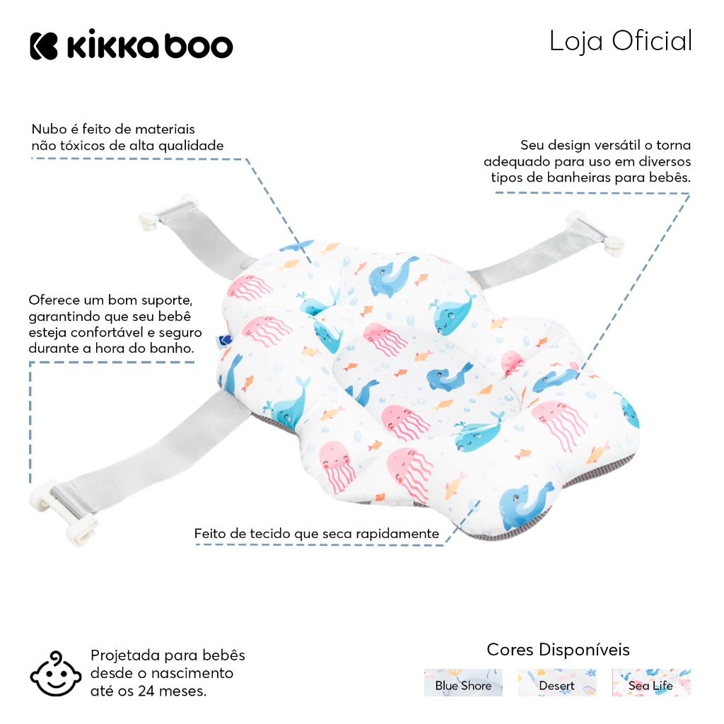 Detalhes do Almofada Para Banho Nubo Sea Life KikkaBoo