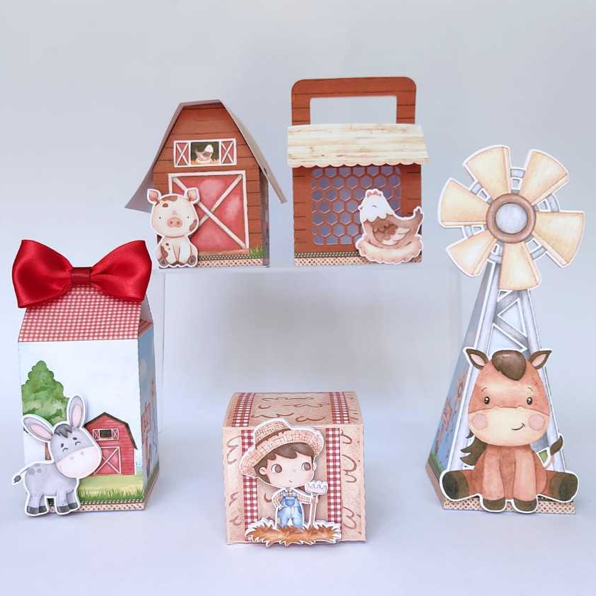 Kit Festa Infantil Fazendinha Vermelha - Pegue e Monte - Lembrancinhas - Aniversário - Personalizada