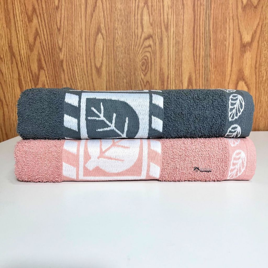 Kit 2 Toalha de Banho Grande e Grossa Felpuda Macia Algodão Alta absorção - Cinza e Rosê