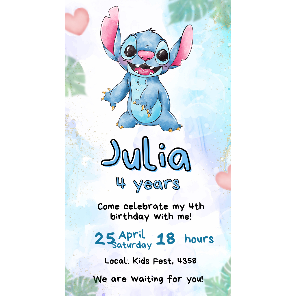 Kit convites personalizados Stitch tamanho 10 x 15- Festa infantil - Envio Rápido - Temos todos os temas