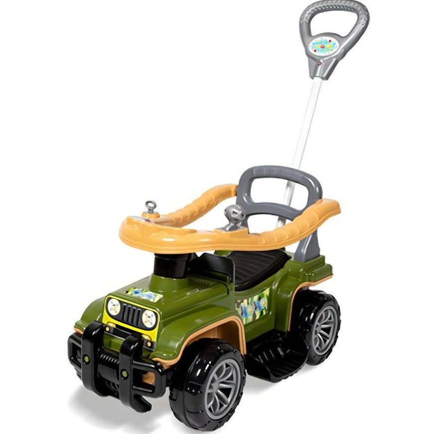 Carrinho passeio jip jip guidão direcional militar multicolor rosa Quadriciclo Infantil Haste -Maral