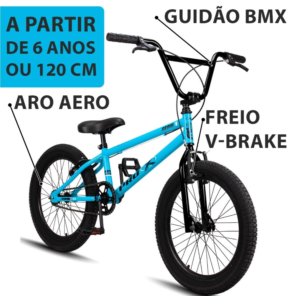 Bicicleta BMX Infantil Pro-X aro 20 Série 1 freios V-Brake Ar Aero