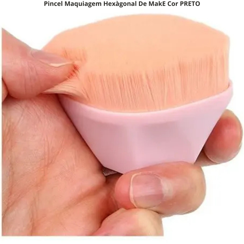Kit Pincel Maguiagem Hexagonal De Make Com Estojo Transparente Cor Preto Das Bloqueirinha