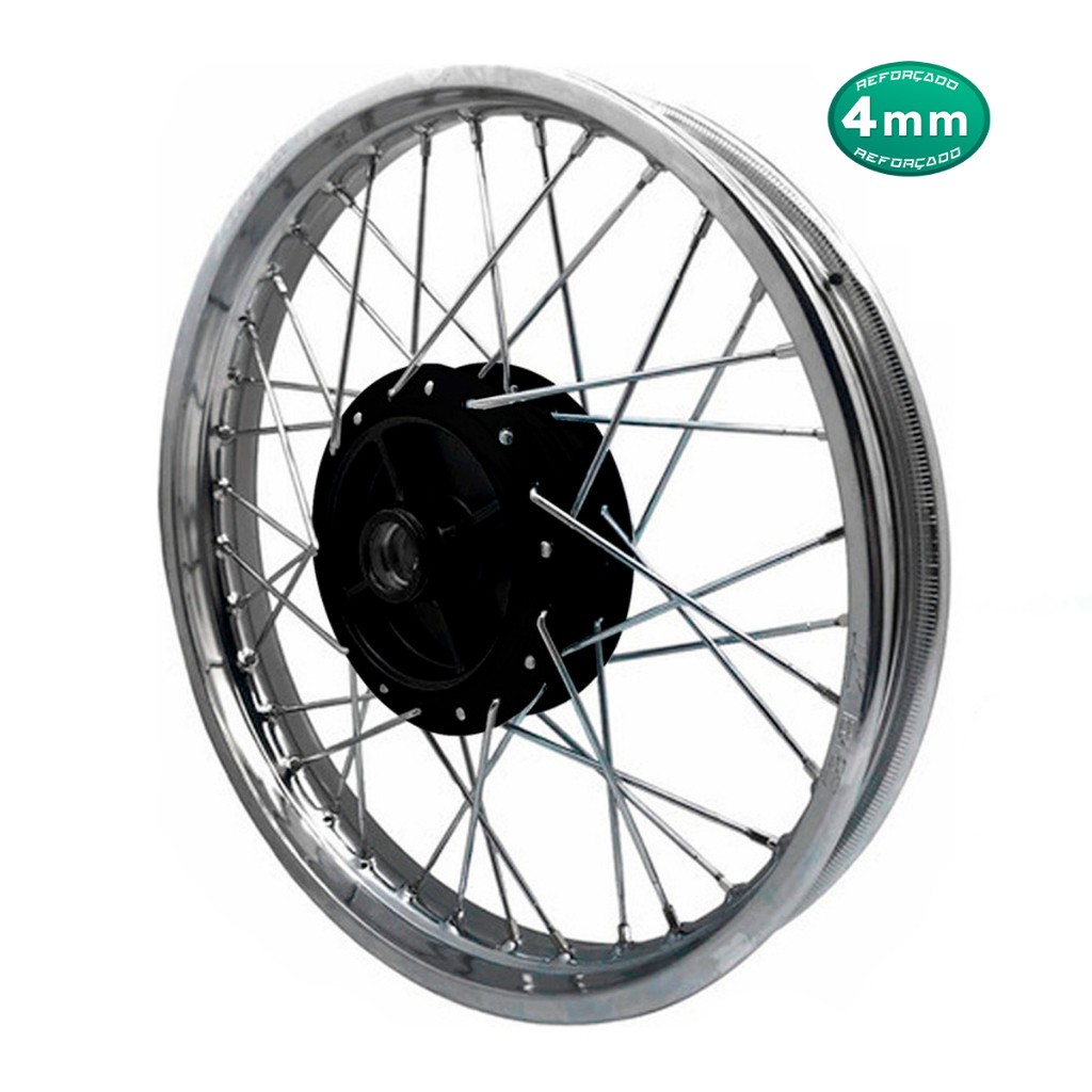 Roda Traseira Cubo Preto Titan Fan 150 4mm Tambor Lona