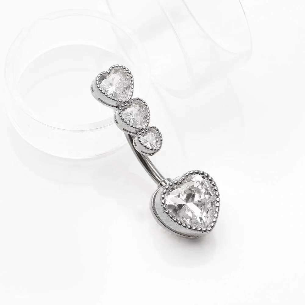 Piercing Umbigo Coração Aço inox Prata Cod -1#