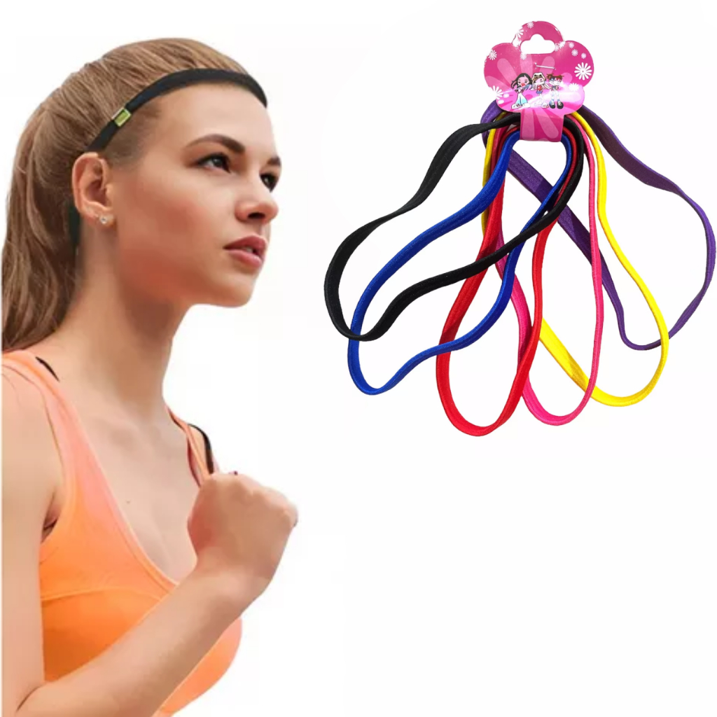 Kit 6 Faixas Para Cabelo Esportivo Colorido e Preto em Oferta na Shopee