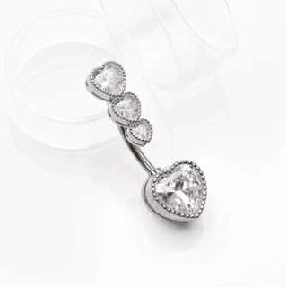 Piercing Umbigo Coração Aço inox Prata Cod -1# em Oferta na Shopee