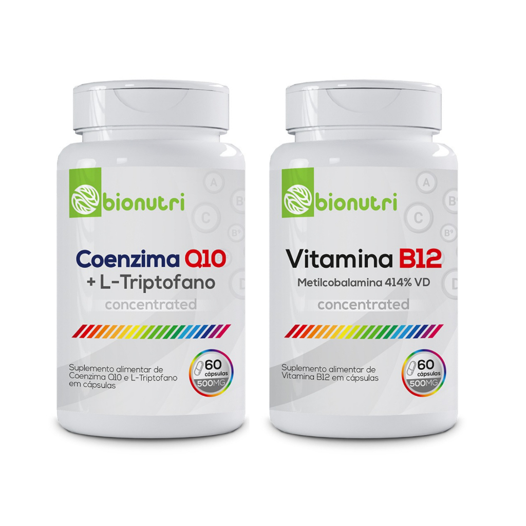 Kit de Suplementos Alimentares CoenzimaQ10 + Vitamina B12 (60 cápsulas) - Bionutri