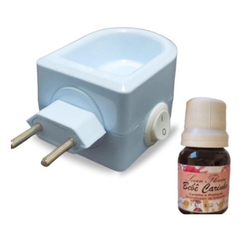 Difusor elétrico de aromas bivolt cor branco + 1 essência brinde (conforme o estoque)