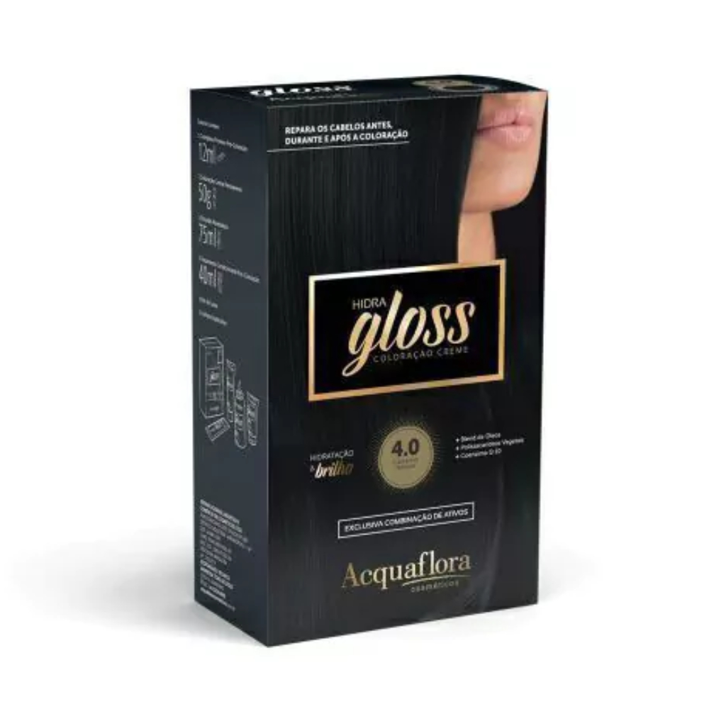 Tintura Acquaflora Kit Hidra Gloss 40 Castanho Natural - Cor Intensa, Brilho Duradouro e Hidratação Profunda em Oferta na Shopee