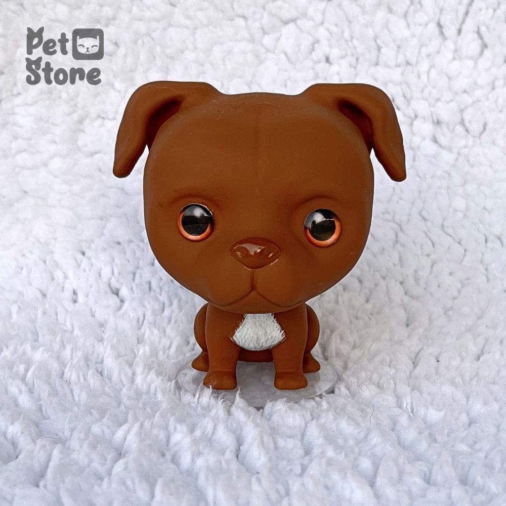Miniatura Pitbull Boneco Estilo Pop Pet Raça de Cachorro Miniatura Estatua Pit bull marrom