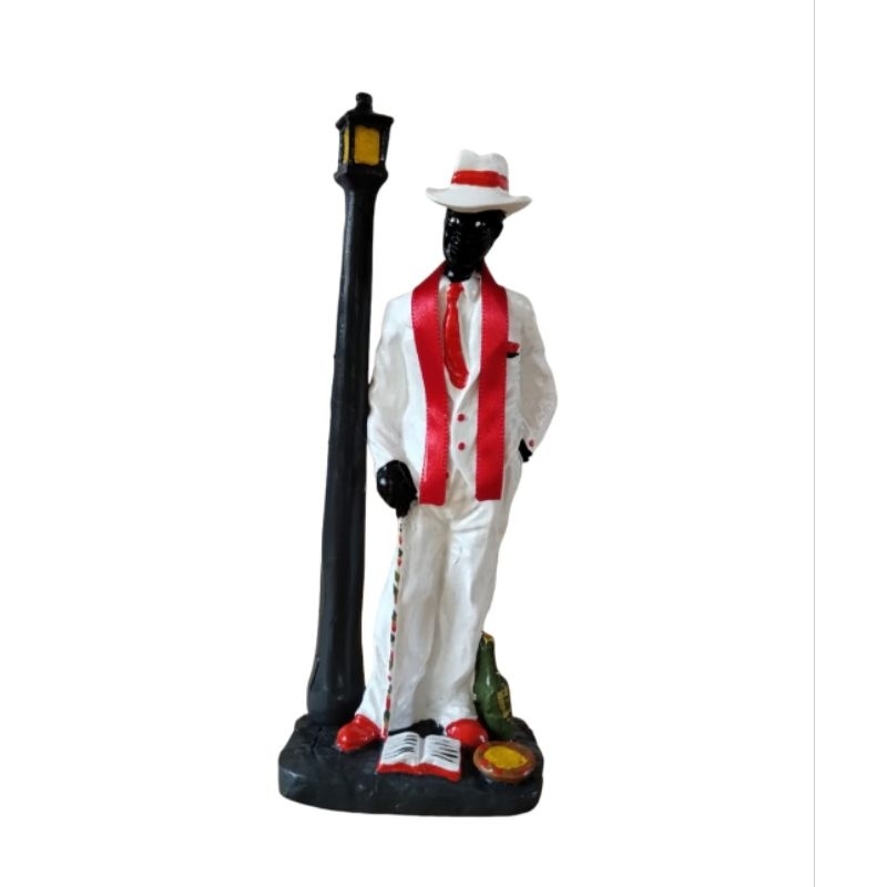 Imagem Zé Pilintra pelintra com poste umbanda candomblé religião estátua enfeite decoração