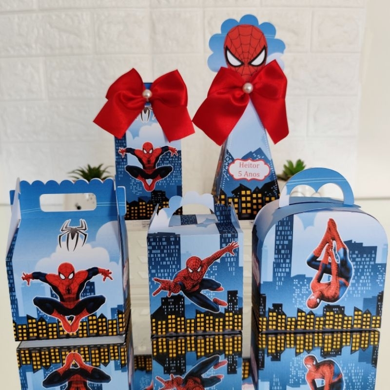 Kit Caixinhas Homem Aranha - Lembrancinhas Personalizadas | Mimos | Kit Festa | Personalizados (PEGUE E MONTE)