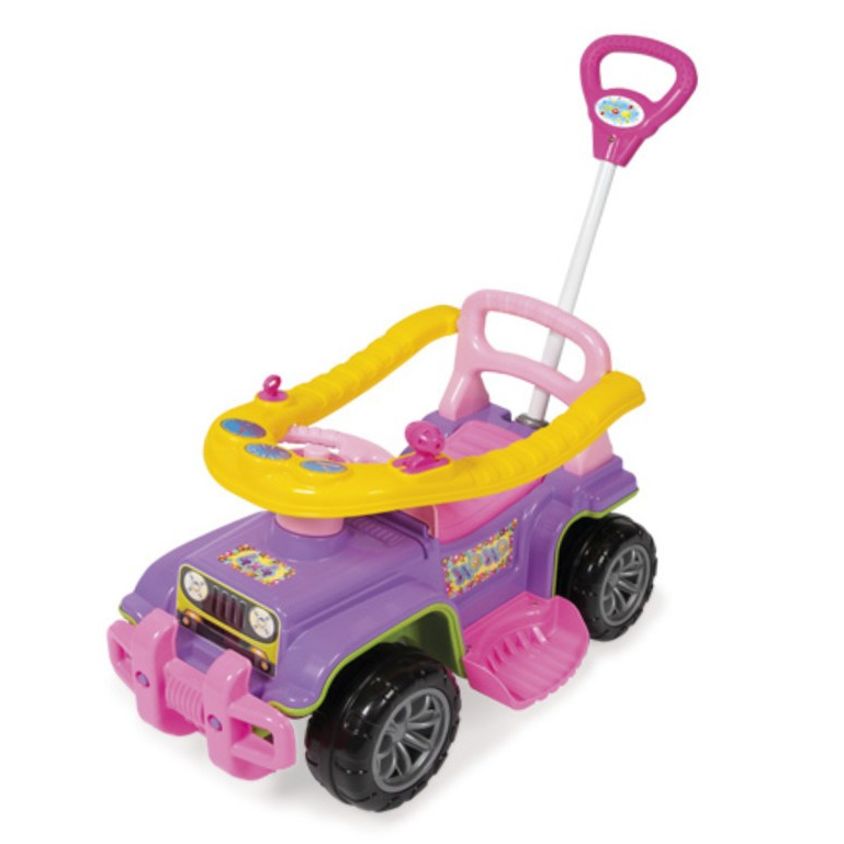 Carrinho passeio jip jip guidão direcional Menina multicolor rosa Quadriciclo Infantil Haste - Maral em Oferta na Shopee