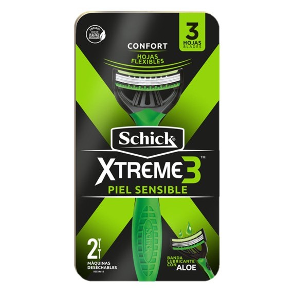Aparelho de Barbear Schick Xtreme 3 Pele Sensitive 2 Unidades