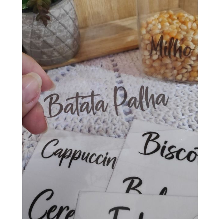 Kit 24 Adesivos Minimalista Etiqueta para Potes em Vinil Transparente para Organizar Cozinha Mantimentos 9x4cm em Oferta na Shopee