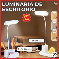 Luminária de Mesa Abajur Led Escritório Patinho Led Porta Canetas Recarregável USB Bivolt
