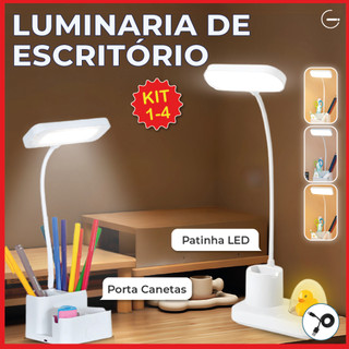 Kit 4 Luminária de Mesa Abajur Led Escritório Patinho Led Porta Canetas Recarregável USB Bivolt em Oferta na Shopee