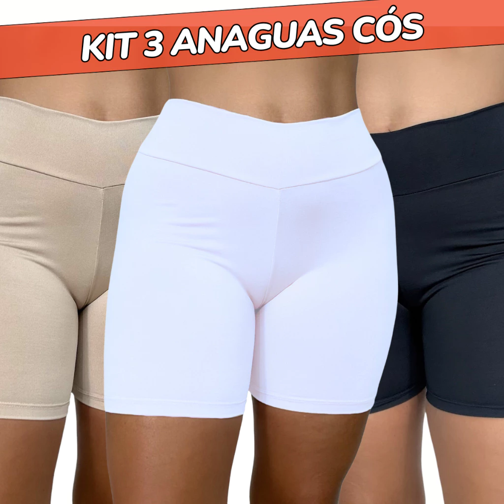 KIT 3 Short Cós Alta Qualidade Segunda Pele Bermuda Anágua Liso Feminina — imagem 1