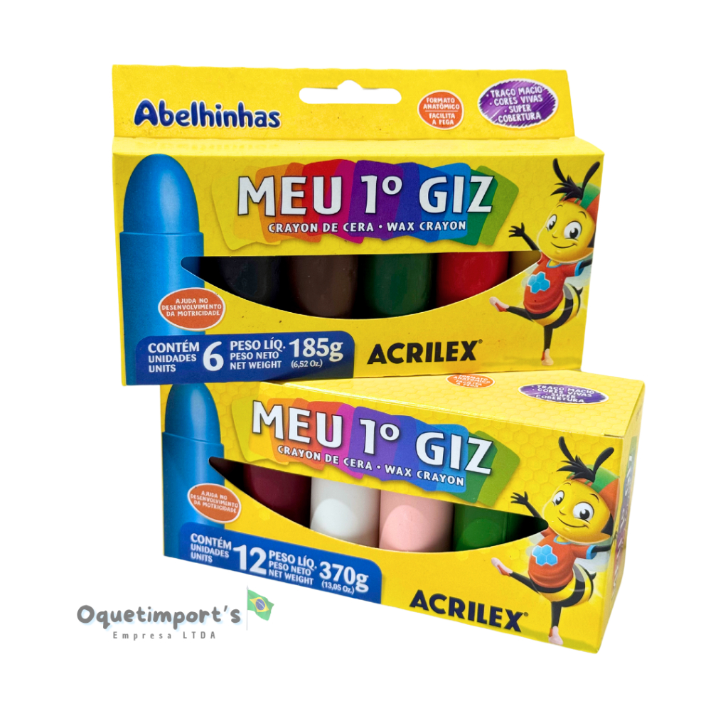 Giz De Cera Infantil Meu Primeiro Giz 6 ou 12 Cores Acrilex em Oferta na Shopee