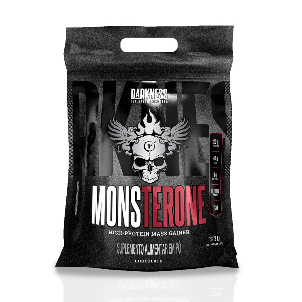 Monsterone 3kg Darkness - Nutrição Completa com Proteínas e Carboidratos para Hipertrofia e Recuperação - Health