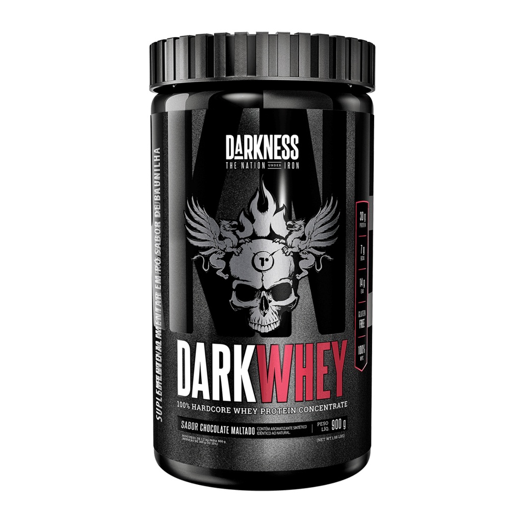 Dark Whey 900g Darkness - 100% Puro, Rico em BCAAs, Alto Teor de Proteína para Recuperação Muscular em Oferta na Shopee