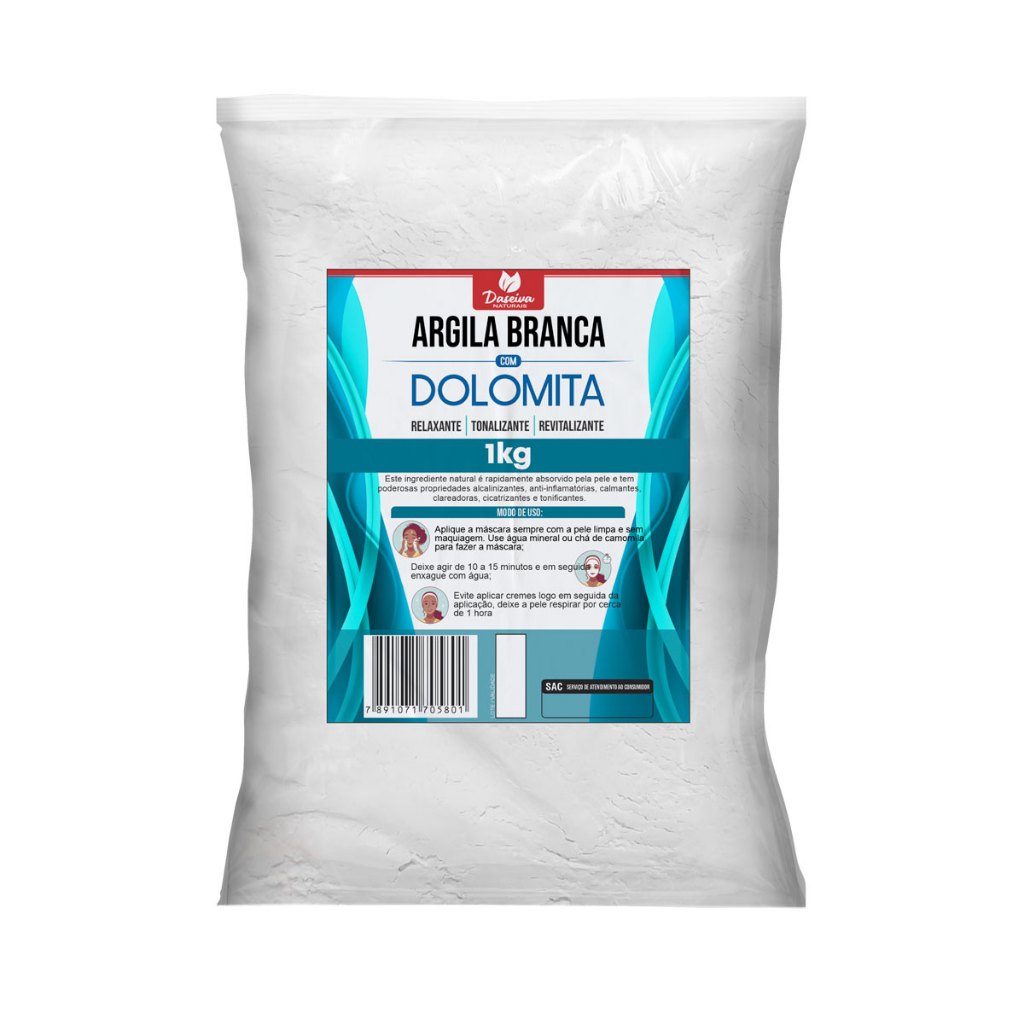 Dolomita com Argila Branca (skincare) Mascara Facial 1kg em Oferta na Shopee