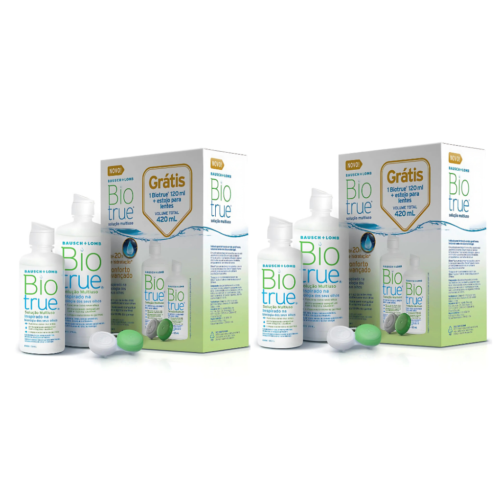 2 Kits Biotrue Solução Limpeza Lentes De Contato Bausch