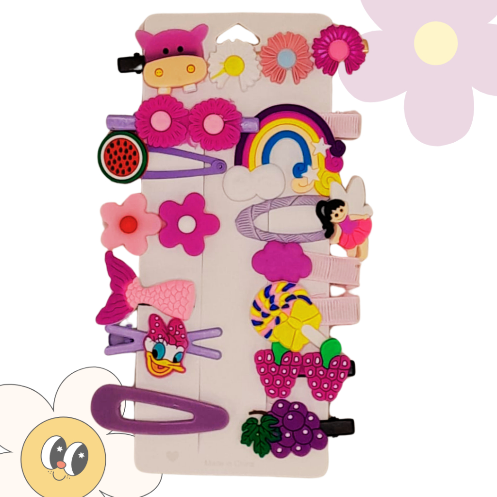 KIT de presilha infantil 14 unidades - prendedor de cabelo - tic tac para cabelo infantil
